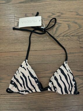 Musera zebra silver studded bikini top